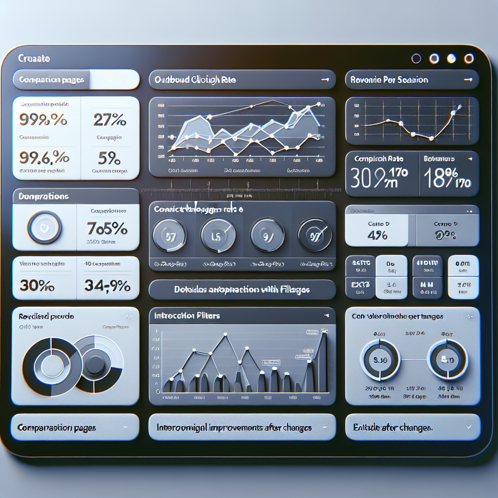 Analytics view showing KPIs for comparison pages with annotations.