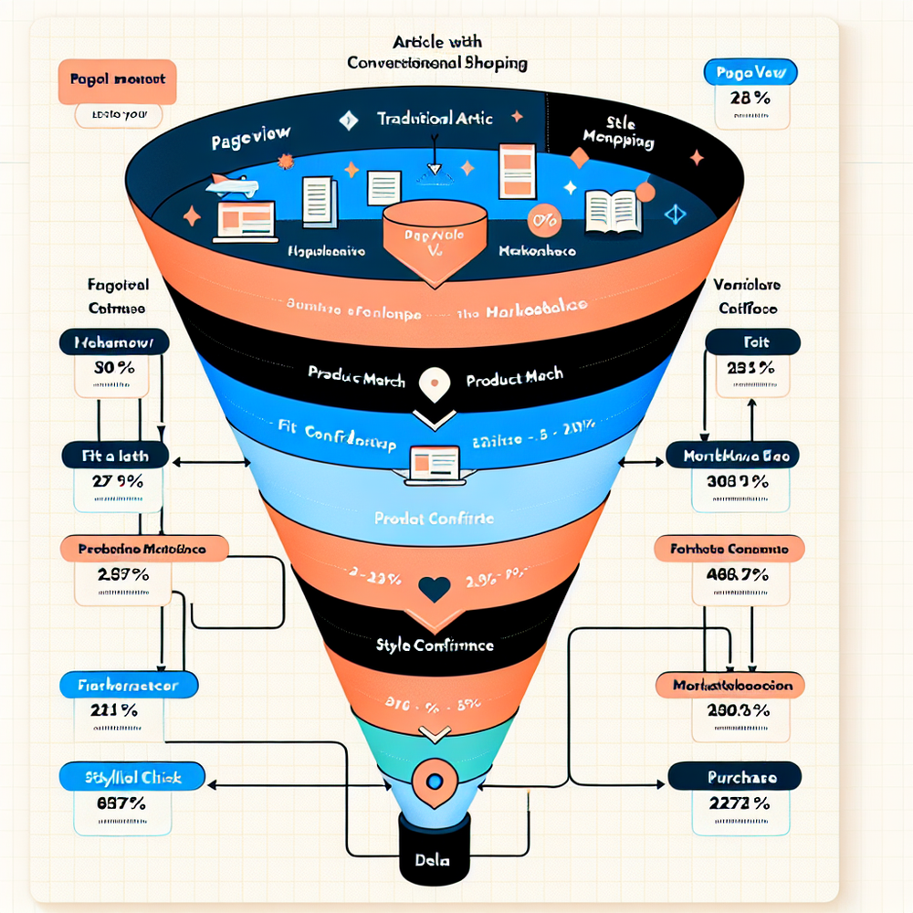 Funnel comparison showing lift from embedded conversational shopping versus traditional article flow.