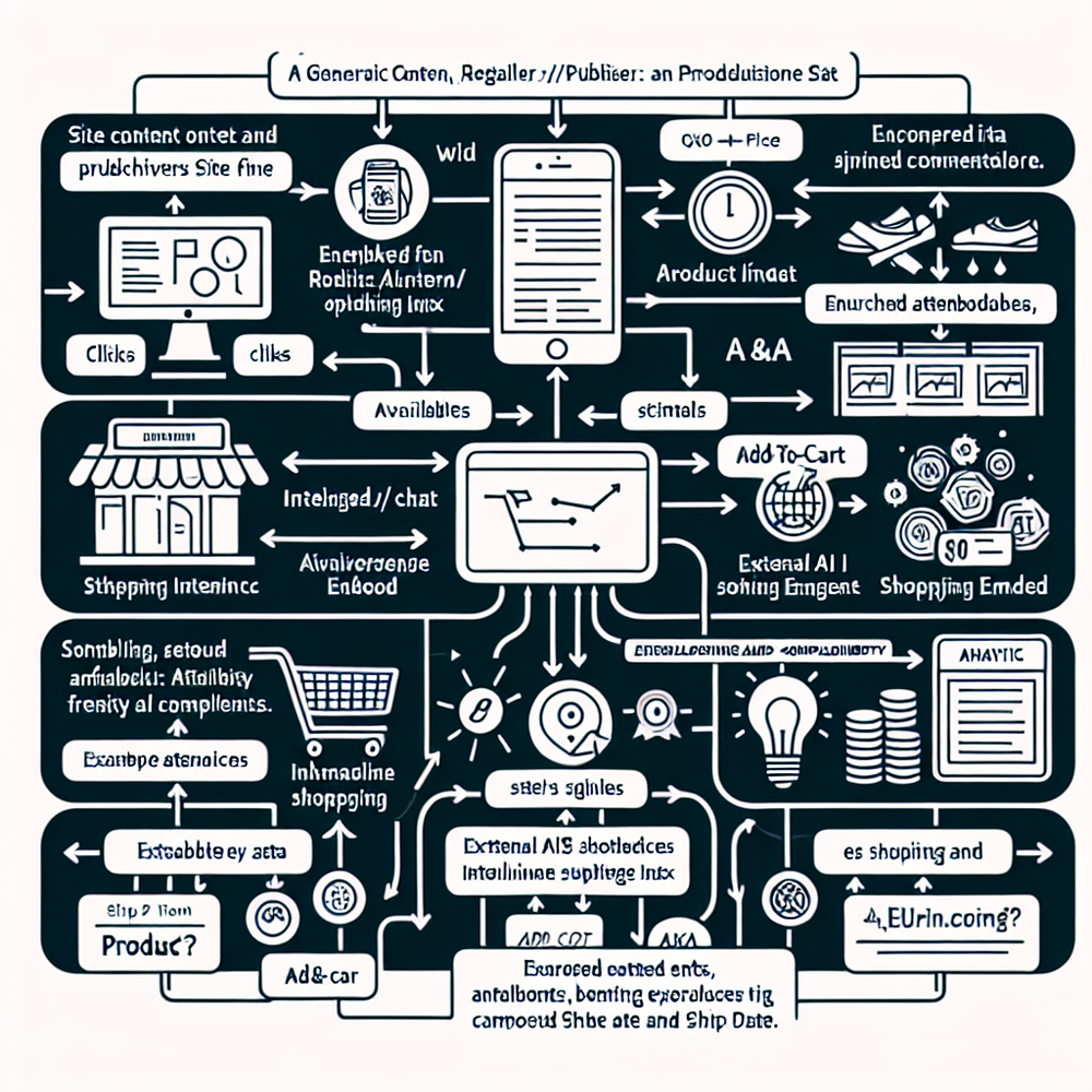 Architecture of data flow from site to Brambles indexing to AI shopping engines.
