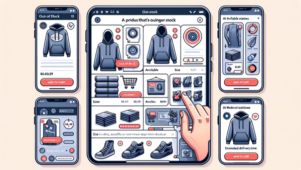 Storyboard of AI handling OOS: detect, suggest in-stock alternatives, and enable instant add-to-cart
