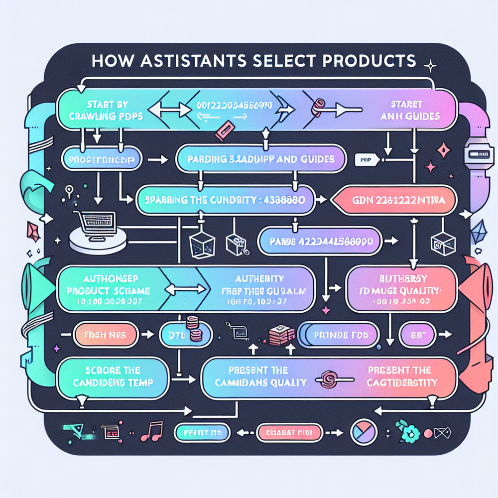 Assistant selection flow from crawl and schema parsing to product presentation.