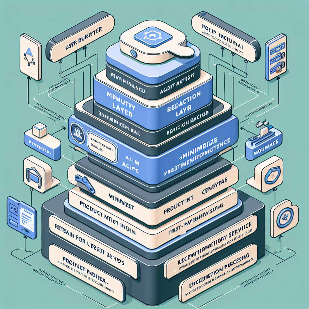 Privacy‑first agentic commerce architecture with redaction and first‑party processing controls.