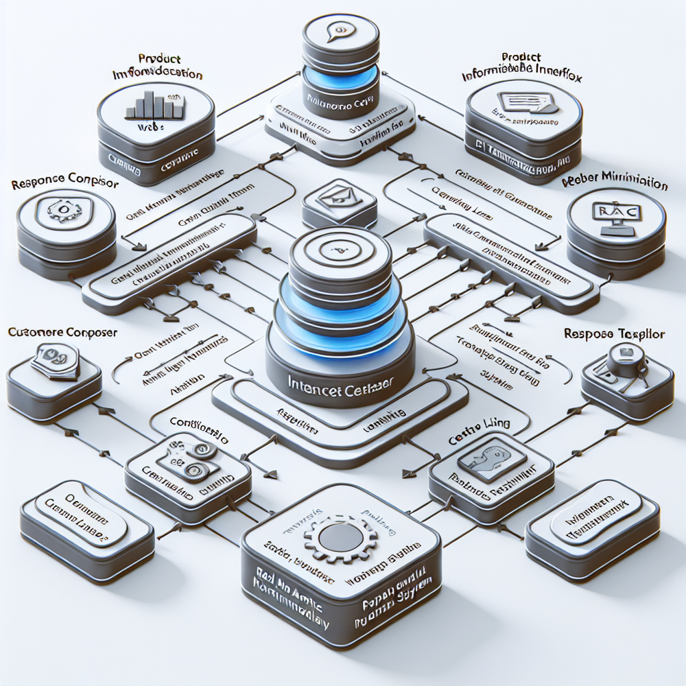 Architecture diagram of a chat-driven discovery stack from widget to product index, ranking, and analytics.