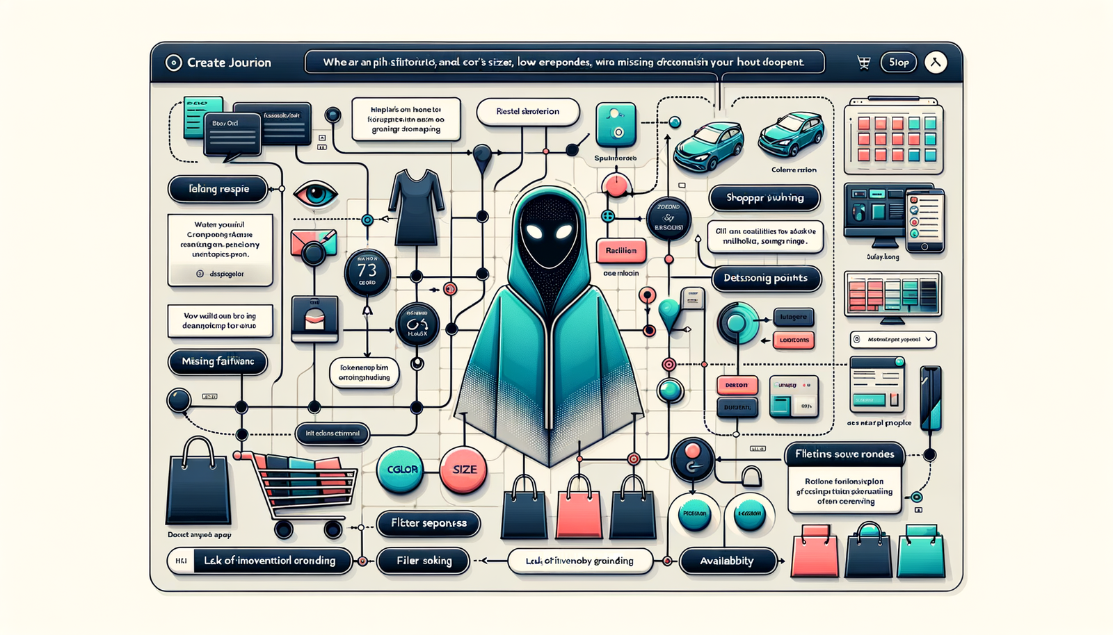 Diagram of conversational shopping friction points across the buyer journey.