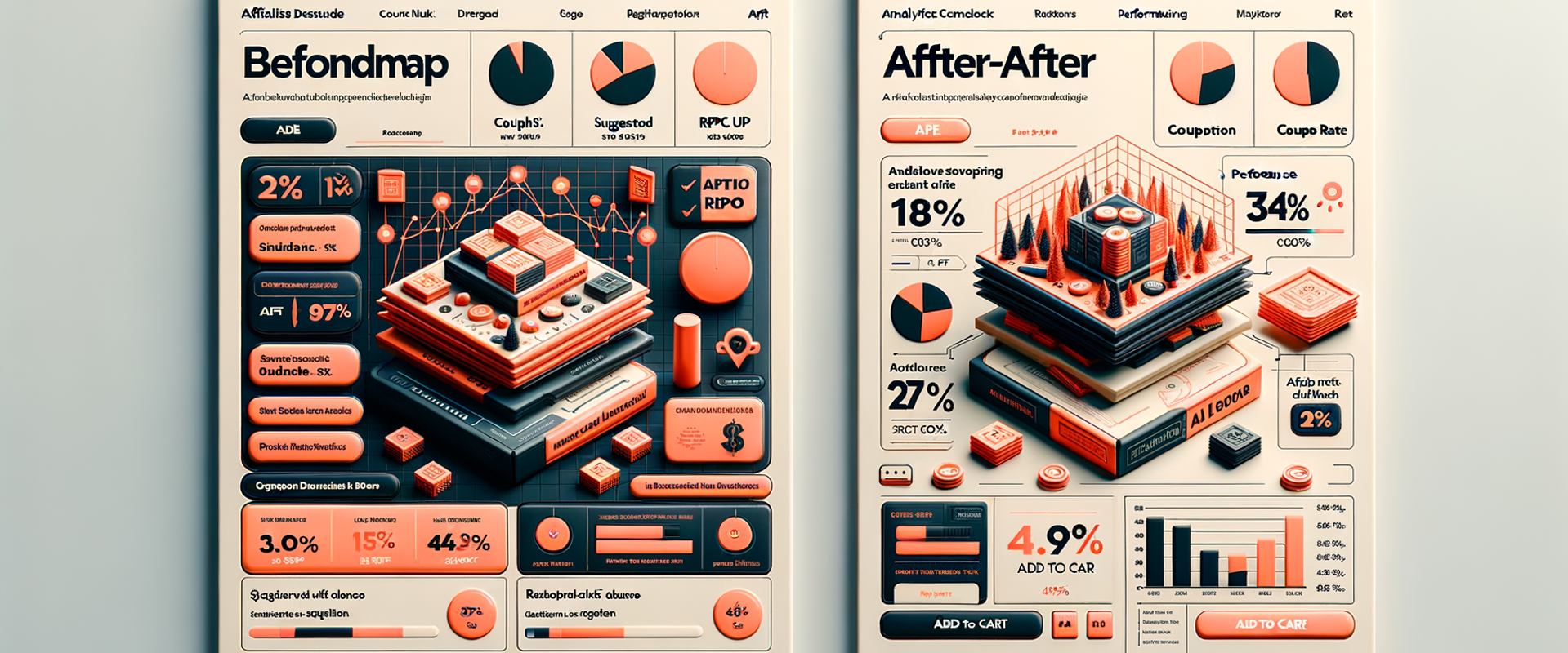 Before-and-after heatmap of an affiliate review page showing improved engagement and conversion when conversational chat is enabled.