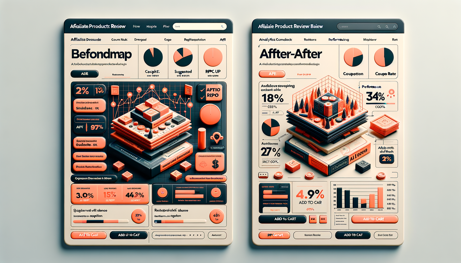 Before-and-after heatmap of an affiliate review page showing improved engagement and conversion when conversational chat is enabled.