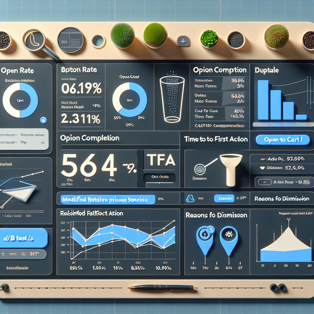 Bottom-sheet KPI dashboard with funnel and A/B test deltas for mobile.