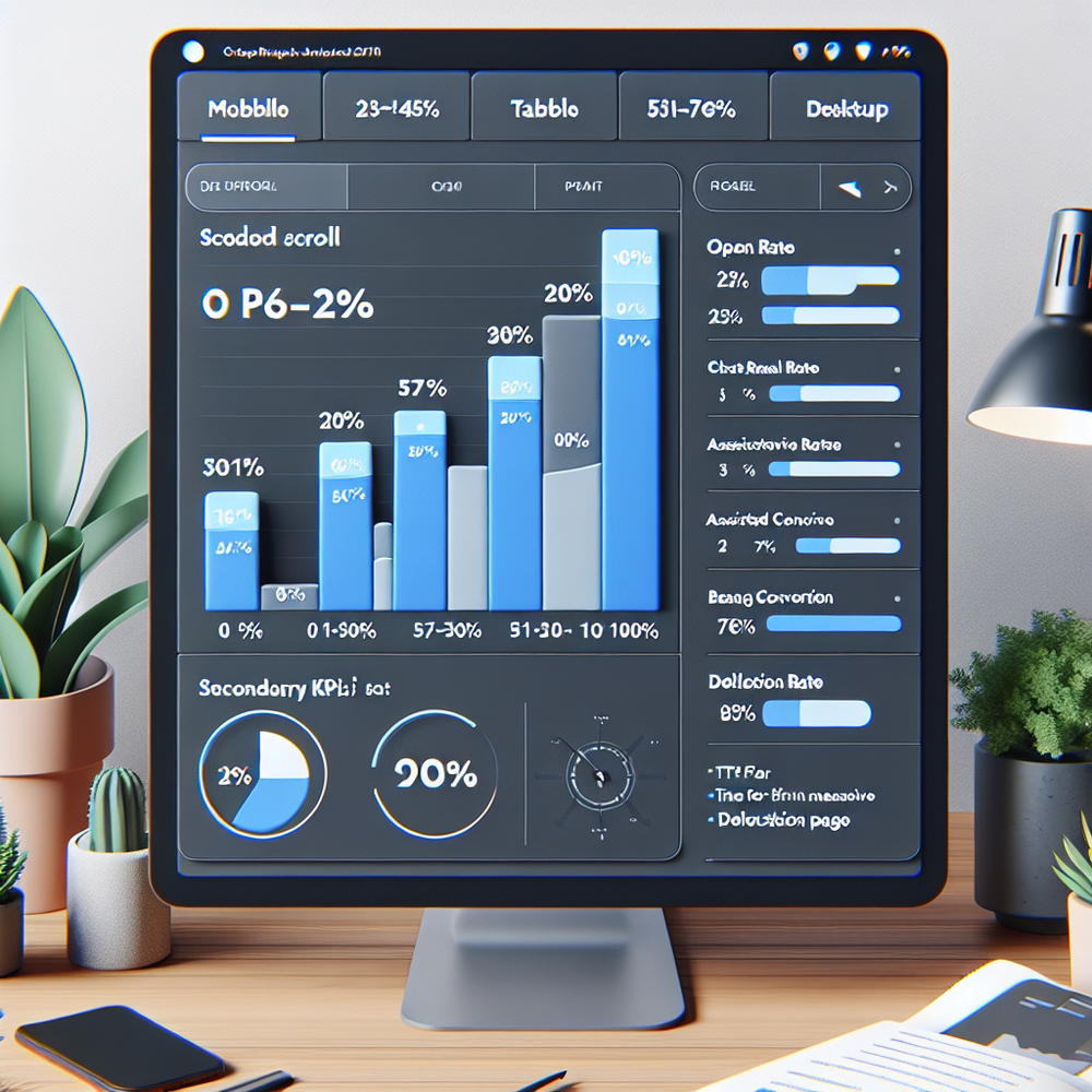 Dashboard view of chat KPIs segmented by scroll depth and device.