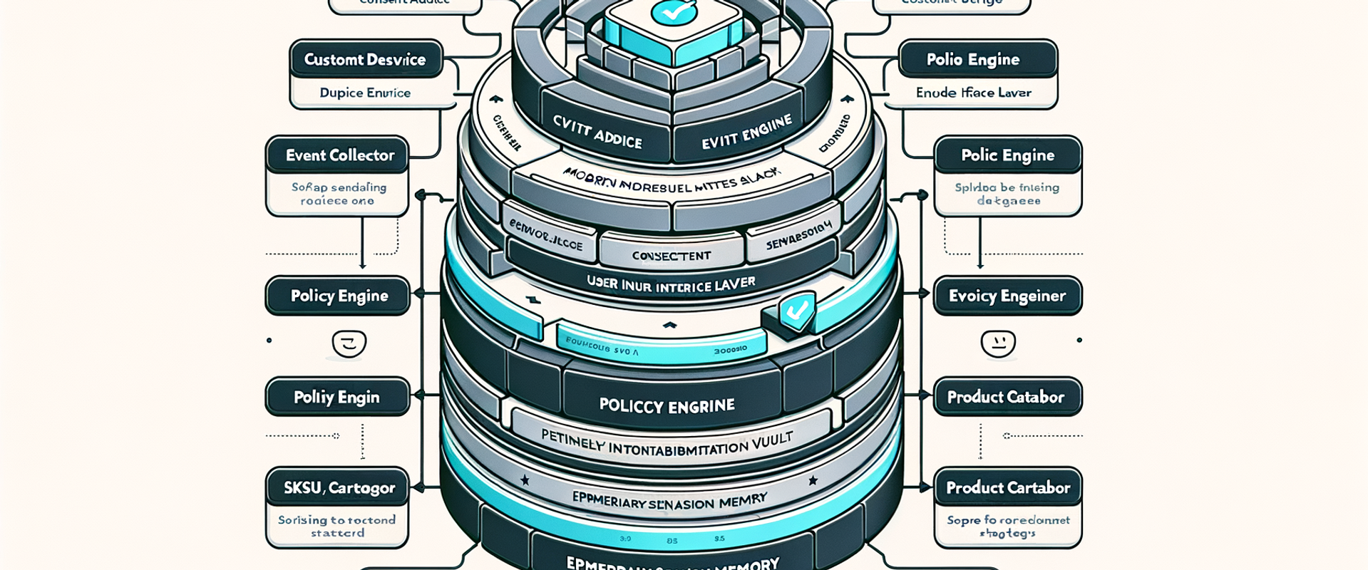 Architecture diagram of a privacy‑safe agentic retail stack with consent gating and ephemeral memory.