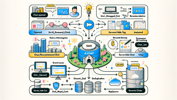 Architecture for tracking assist revenue from AI chat across GA4 and the data warehouse, including consent, IDs, and deduplication.