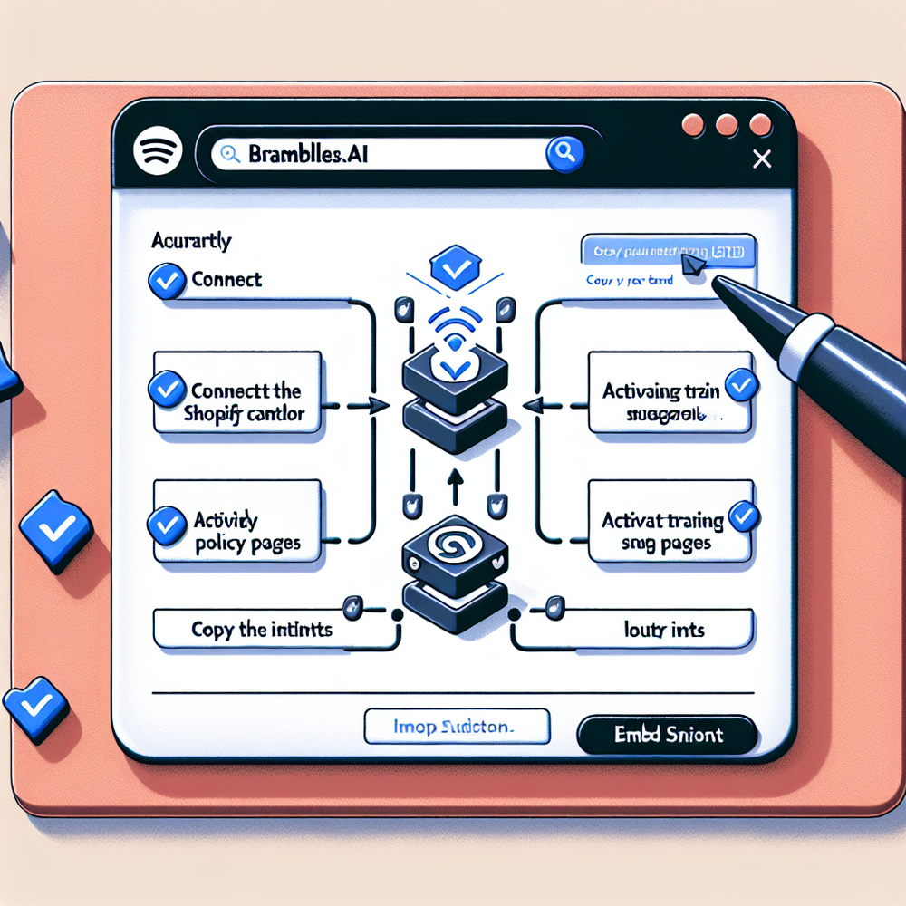 Brambles.ai setup wizard for Shopify with data sources and embed steps