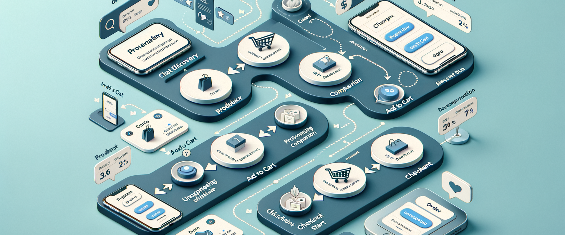 Funnel view of conversational commerce with drop-off hotspots