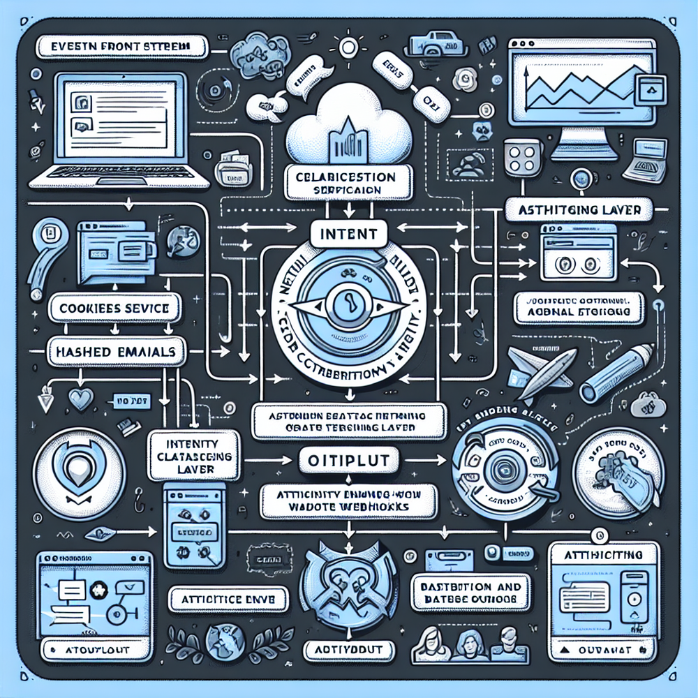Architecture of Brambles.ai ingestion, identity stitching, intent classification, and attribution outputs.