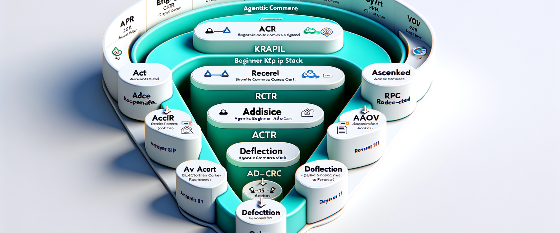 Diagram showing the beginner KPI stack mapped to the agentic funnel.
