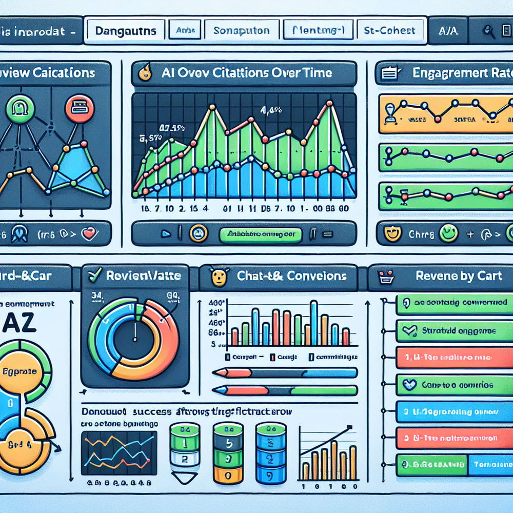 Analytics dashboard highlighting AI Overview citations and commerce KPIs.