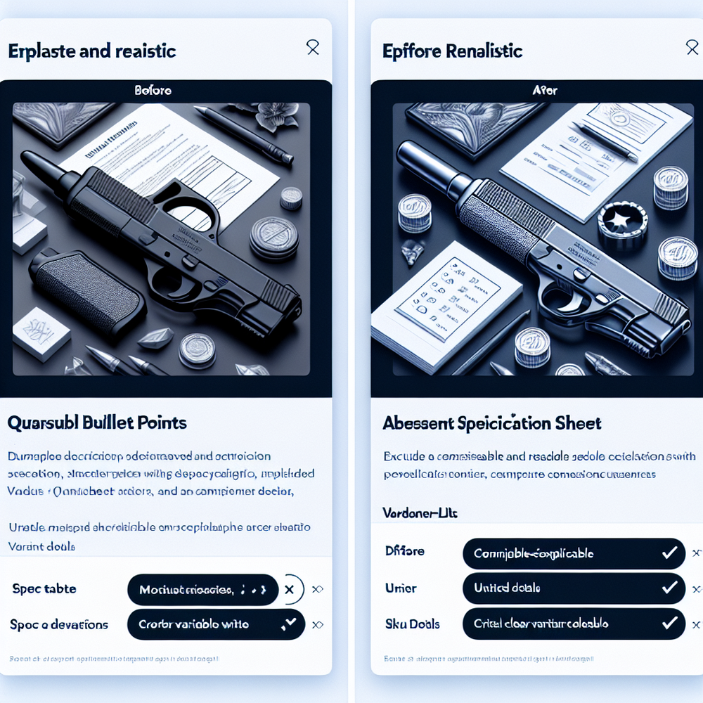 Before/after PDP content showing machine-readable specs and variant clarity.