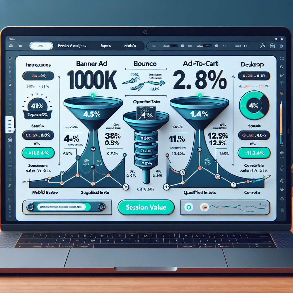 Dashboard showing funnel metrics for banner ads versus chat-driven discovery, with significantly higher conversion on the chat path.