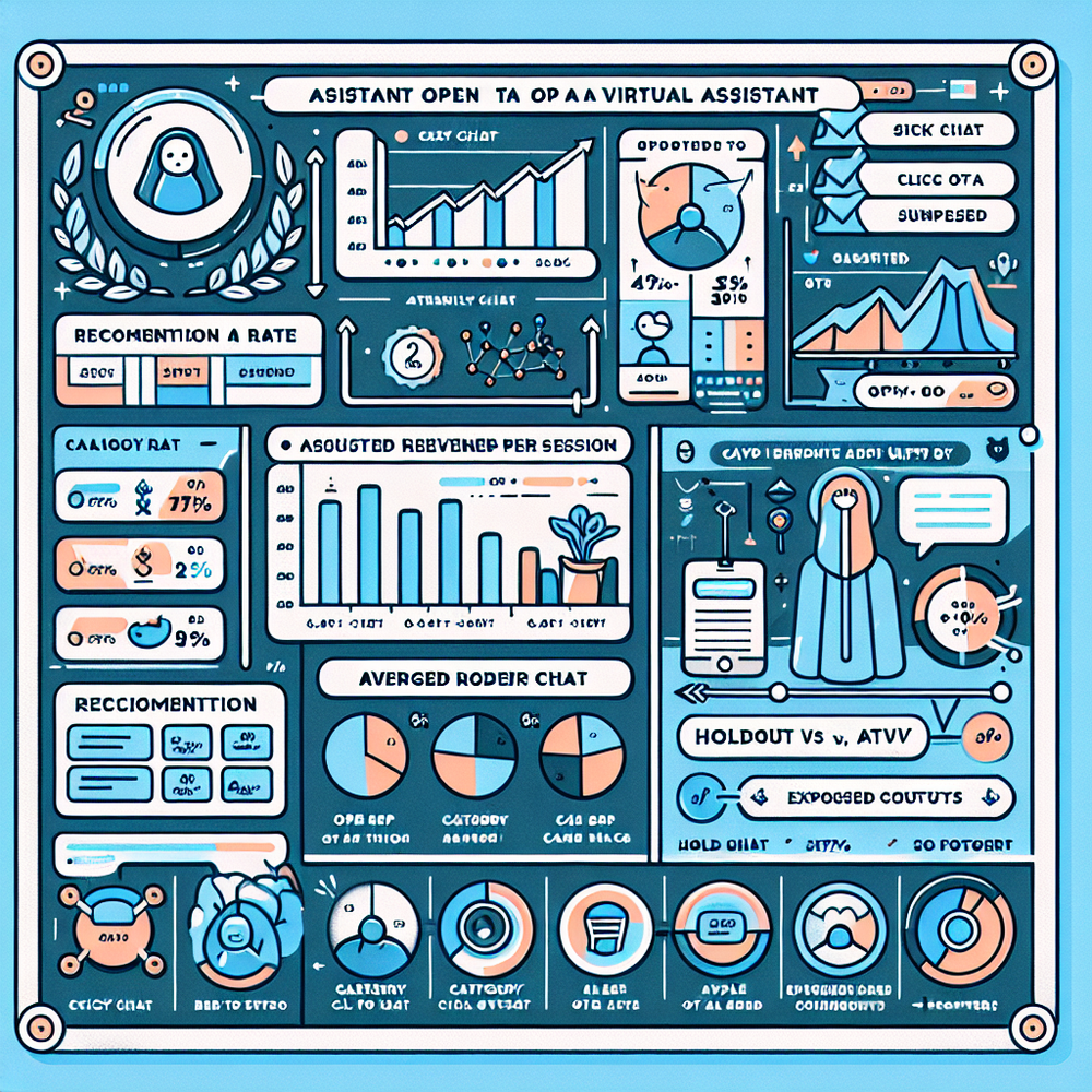 Performance dashboard comparing KPIs for different assistant placements with holdout baselines.