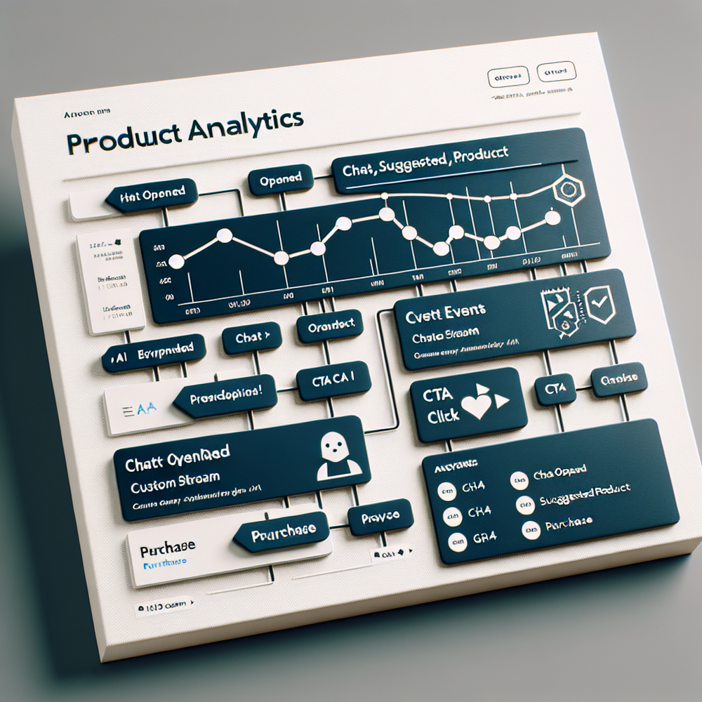 Analytics event schema mapping AI chat events to purchase in GA4.