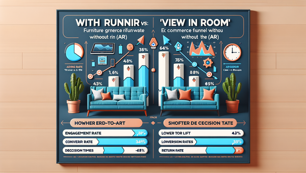 Dashboard comparing AR vs. non-AR furniture funnel metrics