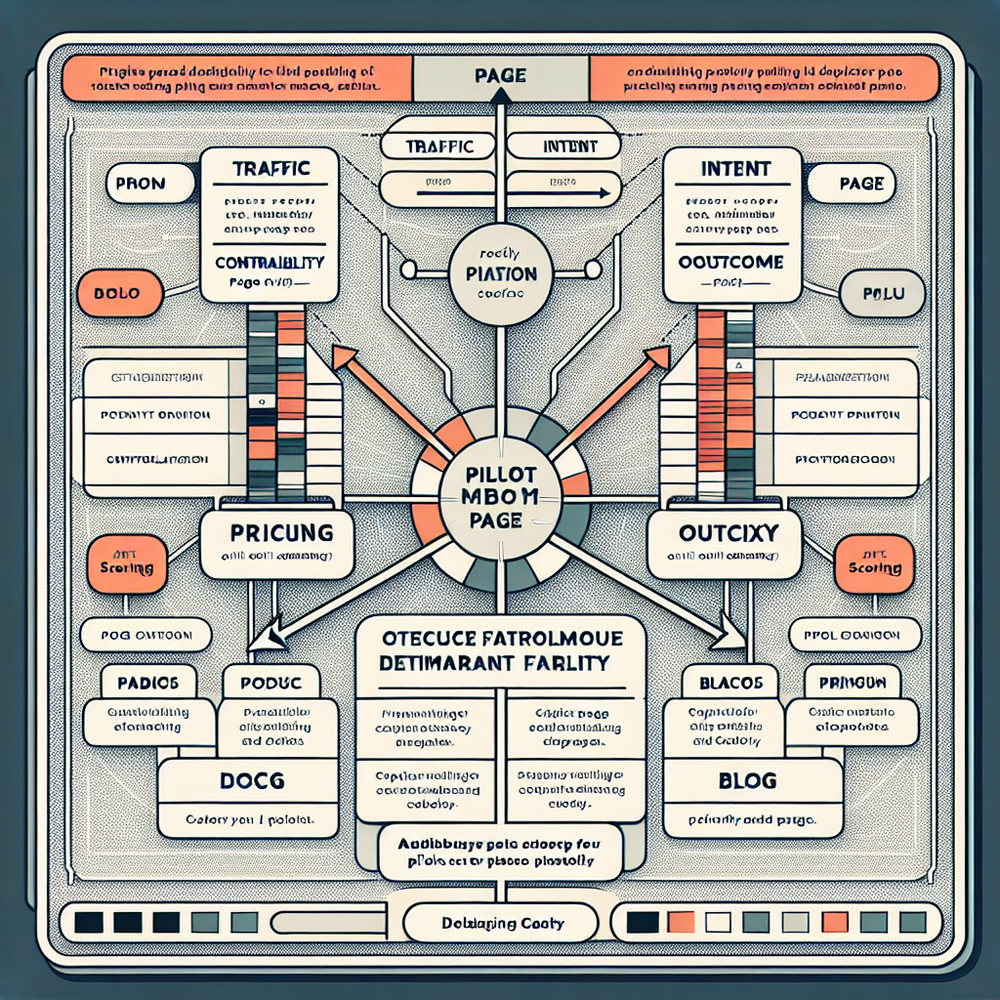 Decision matrix scoring page types by traffic, intent, controllability, and complexity for Brambles.ai pilots.