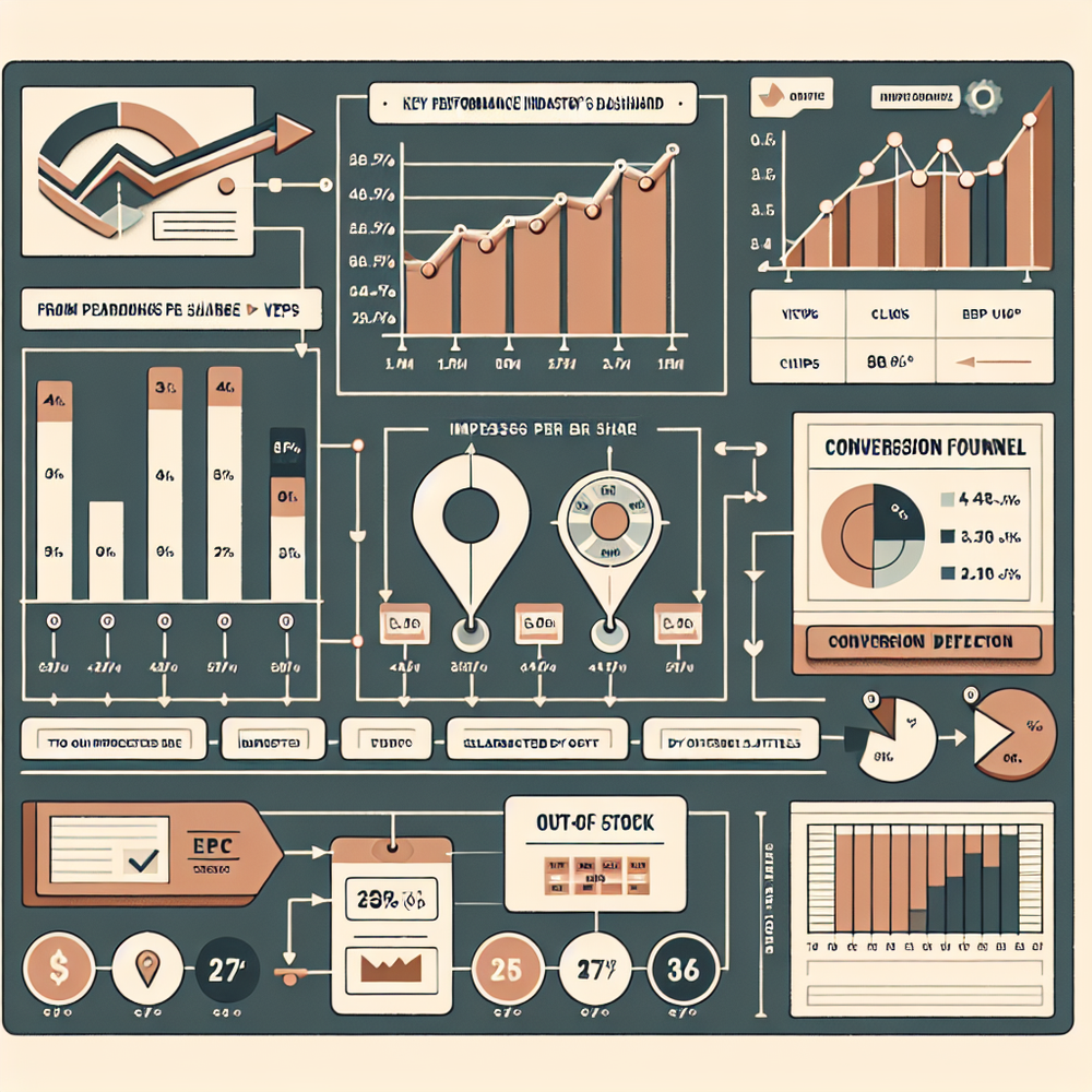 Analytics dashboard illustrating EPS, EPC, funnel metrics, and OOS deflection to quantify affiliate lift.