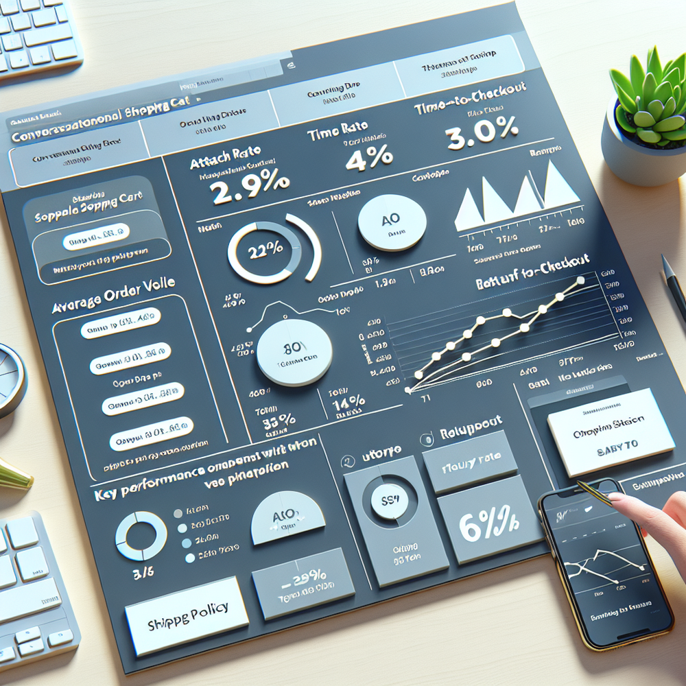 Analytics dashboard tracking conversational cart performance and cohorts.