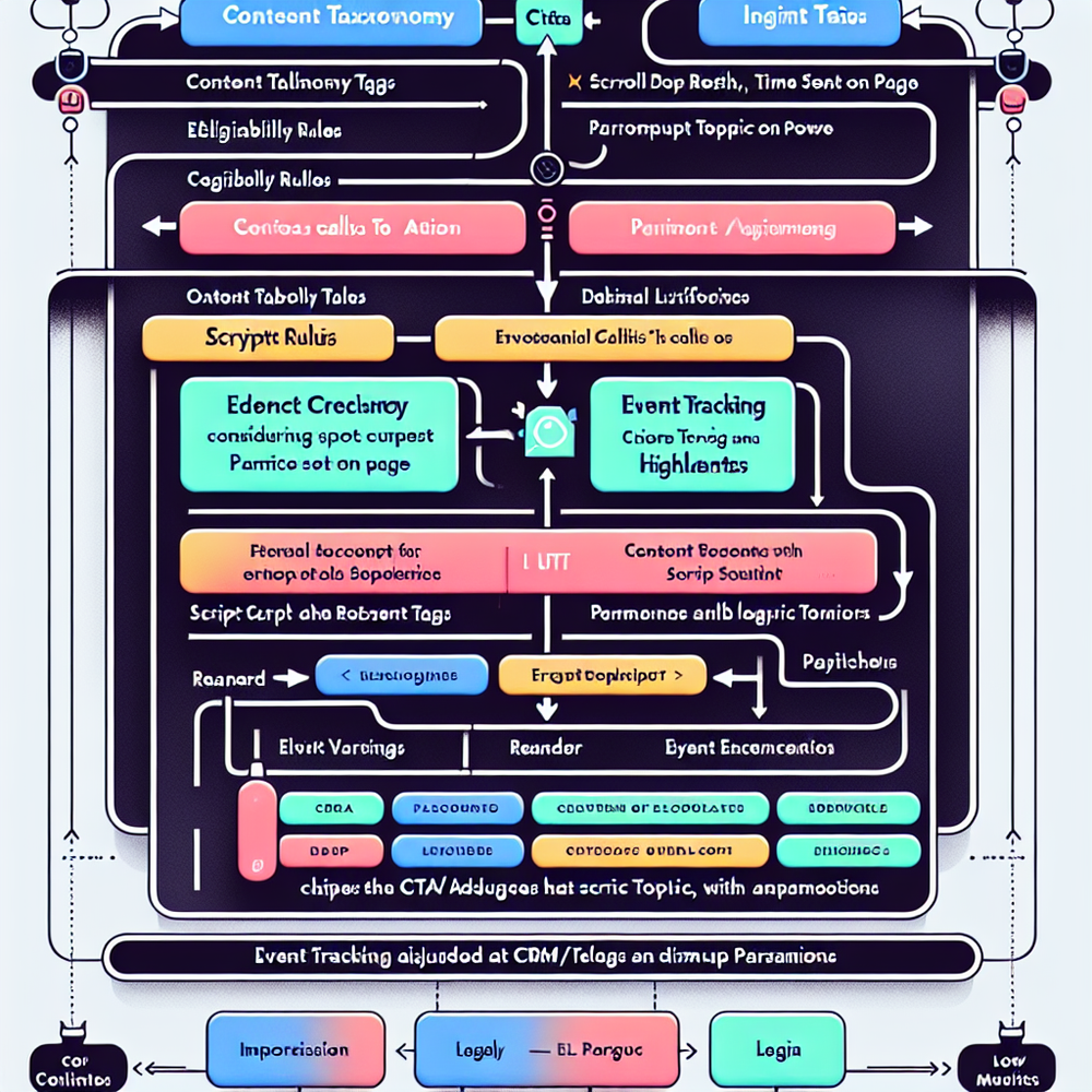 Architecture diagram of an editorial conversational CTA system, from intent tagging to analytics and CRM.