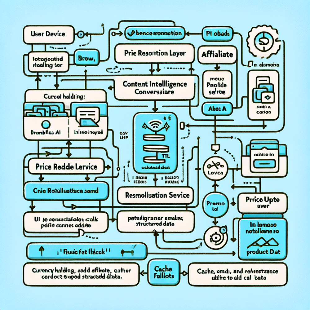 System diagram of Brambles.ai’s price resolution pipeline and UI update loop.