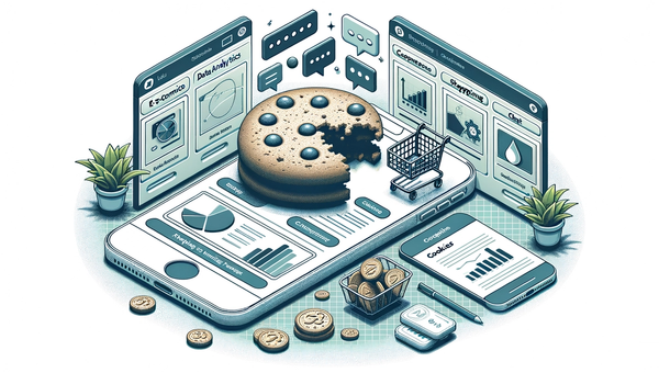 Illustration of cookies fading while on‑site shopping and chat emerge.