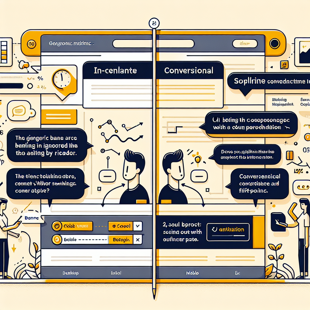Side-by-side visualization of a generic banner CTA vs an inline conversational CTA with annotated engagement metrics.