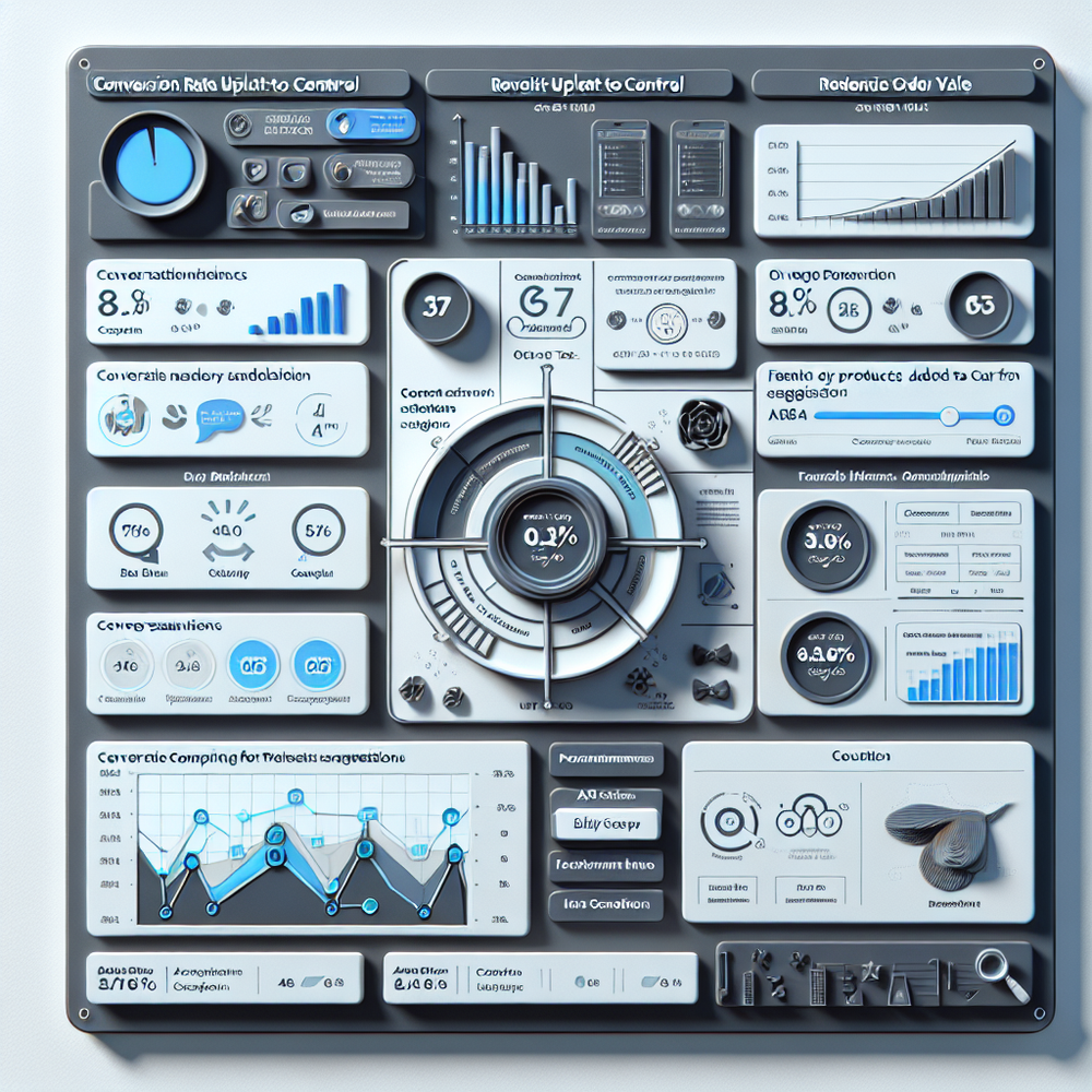 Assistant performance dashboard with uplift, AOV, RPS, and A/B timeline.