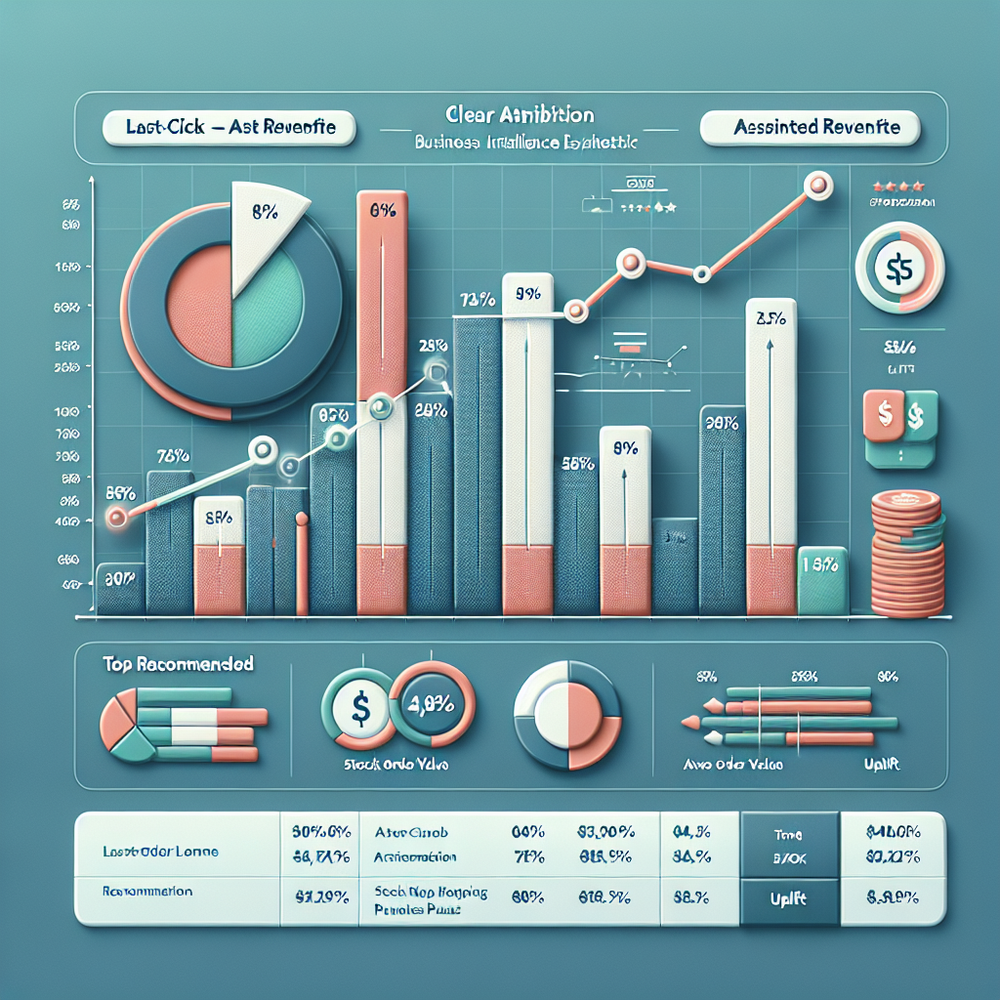 Attribution view comparing last-click versus assisted revenue and SKU-level uplift.