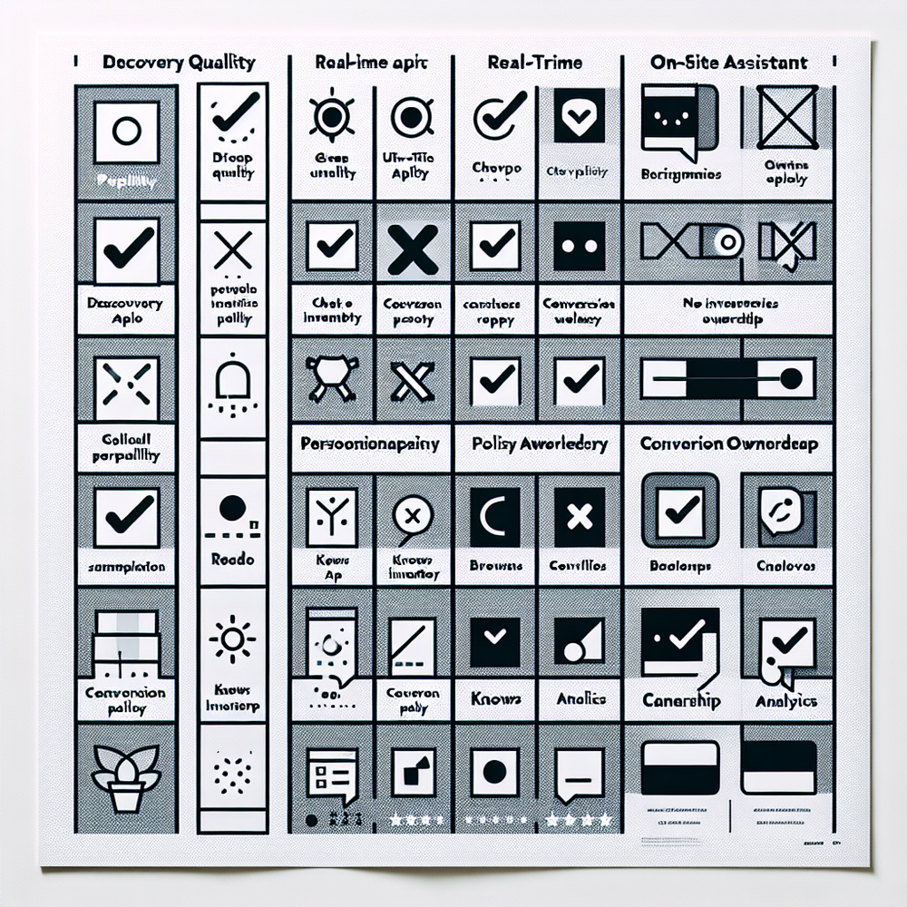 Comparison matrix of Perplexity, ChatGPT, and on‑site assistant capabilities in shopping journeys.