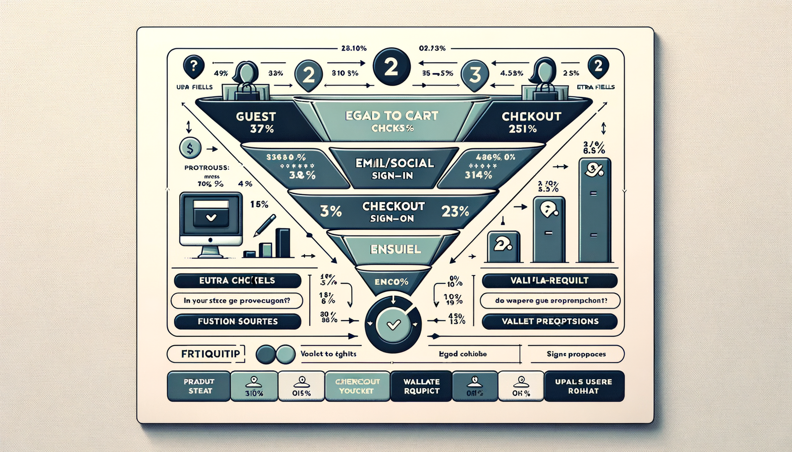 Funnel comparison highlighting enrollment drop-off for guest, email/social, and wallet-required flows.