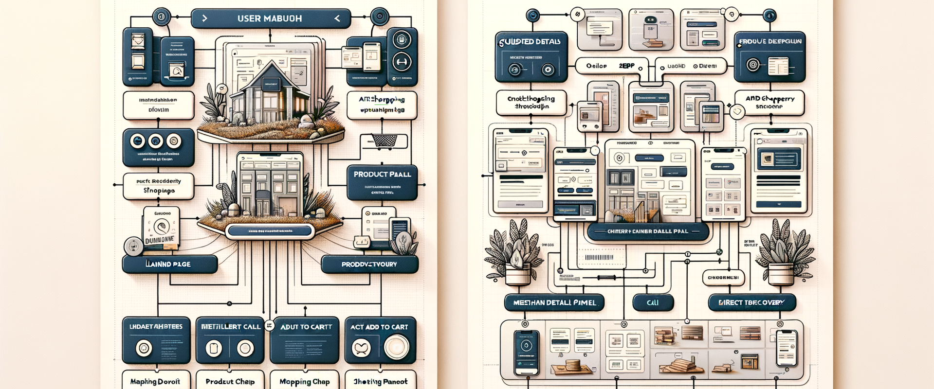 Diagram showing Google’s guided SERP flow vs an on‑site Brambles agentic flow with add‑to‑cart.