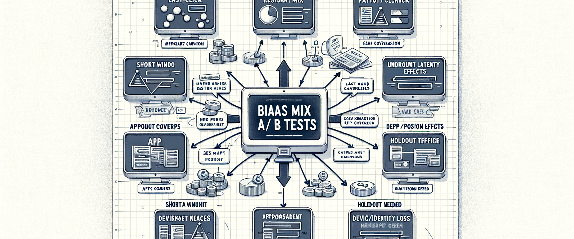 Diagram of bias sources affecting merchant-mix EPC tests.