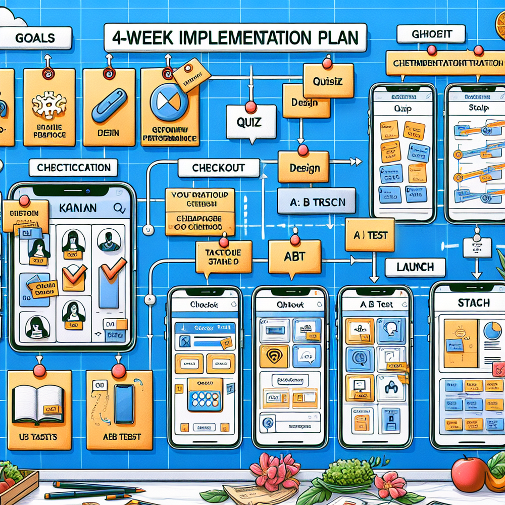 Storyboard of a phased on‑site commerce rollout from planning to launch.