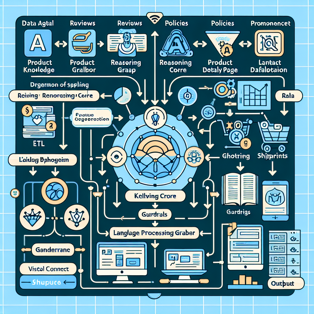 Architecture of an AI shopping agent: catalog ingestion, retrieval, reasoning, and tools
