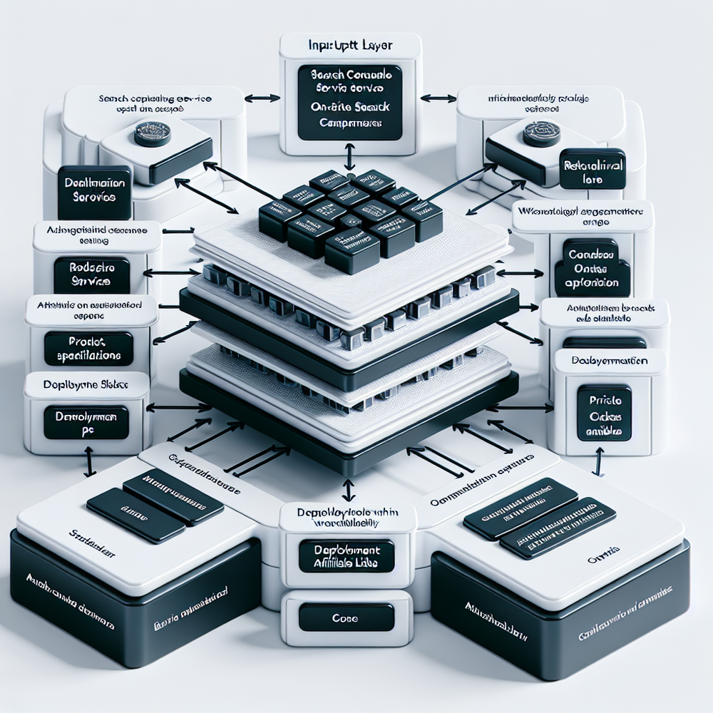 System architecture showing intent clustering, retrieval, generation, and deployment to WordPress with commerce integration.