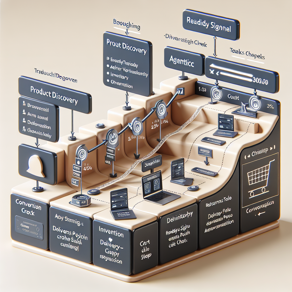 Diagram comparing traditional funnel vs agentic readiness-driven flow with signal checks.