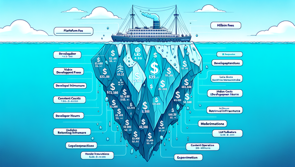 Agentic commerce cost iceberg showing visible and hidden cost layers.