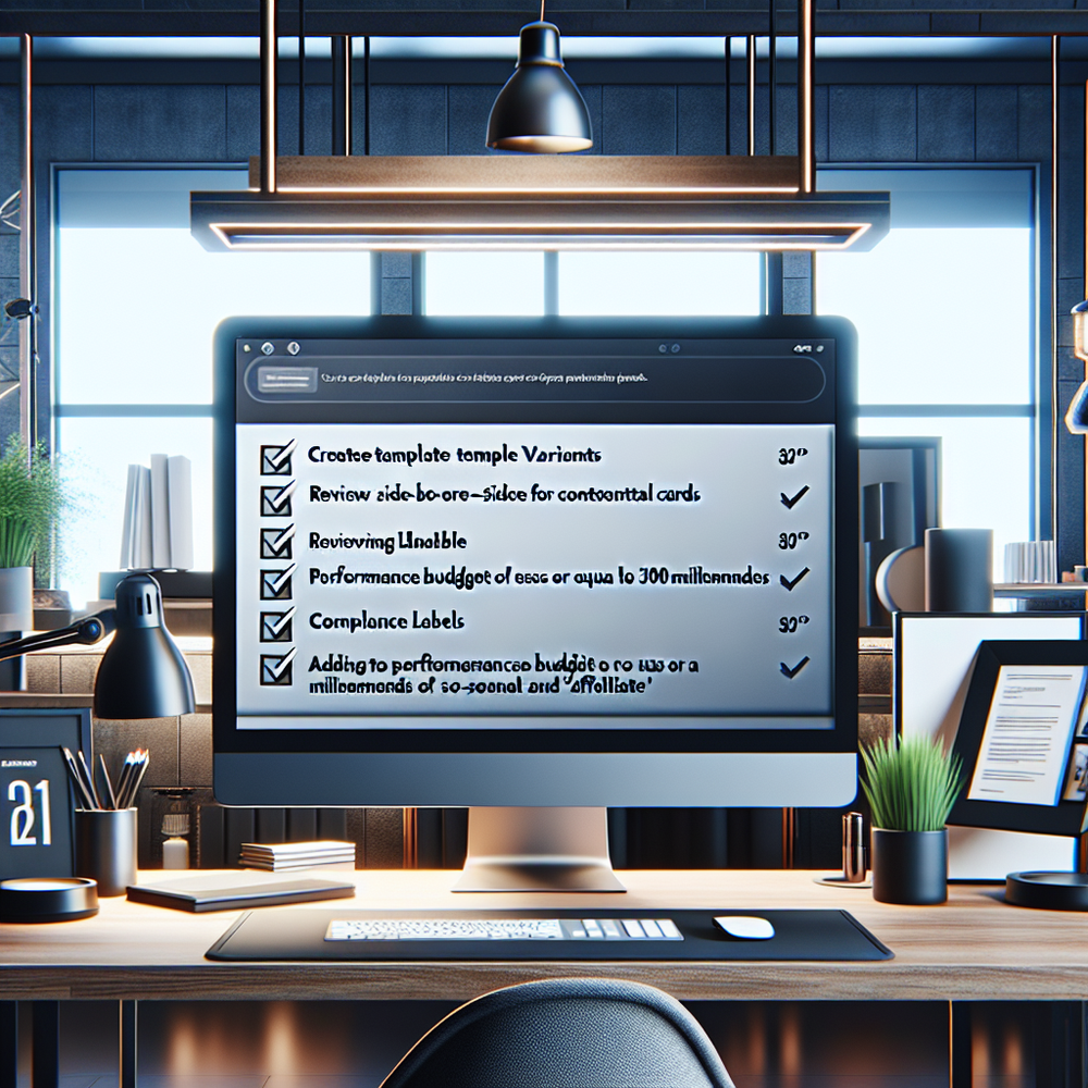 Editorial checklist and mobile previews for contextual cards with performance and compliance notes.