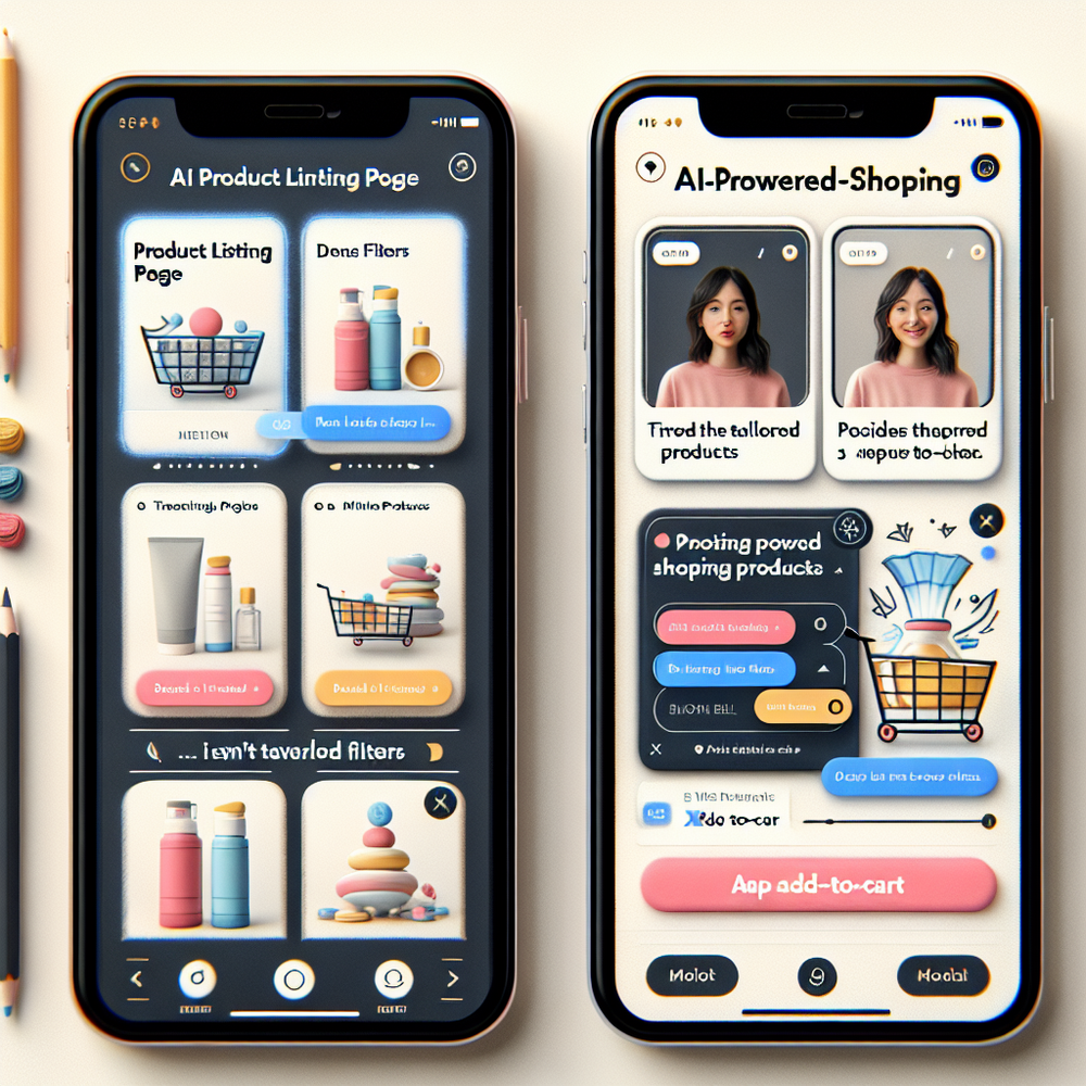 Comparison of static product listing vs. agentic shopping chat proposing tailored picks.
