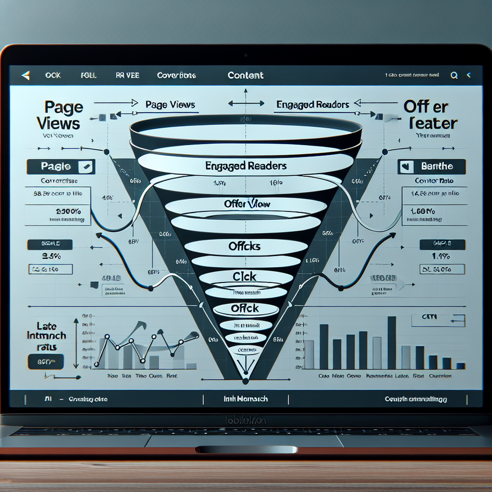 Content monetization funnel comparing baseline vs AI-enhanced flows with annotated drop-offs.