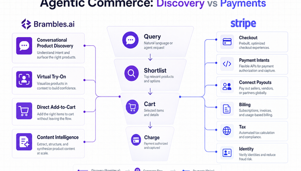 Decision framework diagram for pairing Brambles discovery with Stripe payments