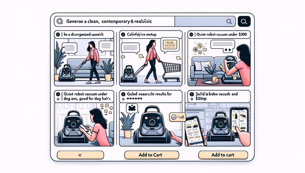 Storyboard of broken filter flow replaced by a conversational shopping path