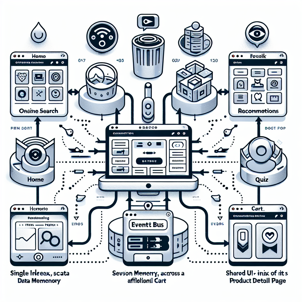 Diagram comparing fragmented point tools versus a unified AI shopping system with shared memory and events.