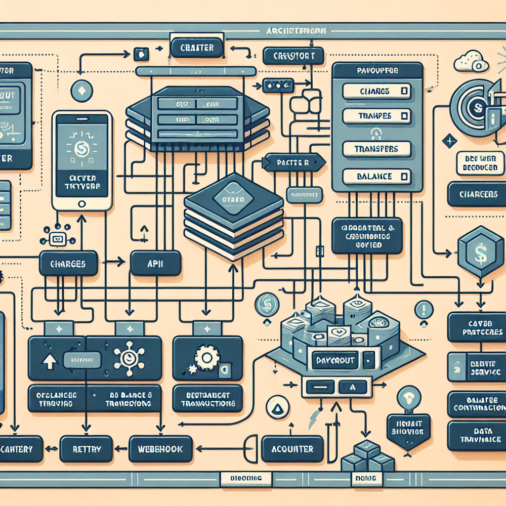 Architecture of a publisher platform integrating Stripe Connect, with webhooks, transfers, balance transactions, and GL export.