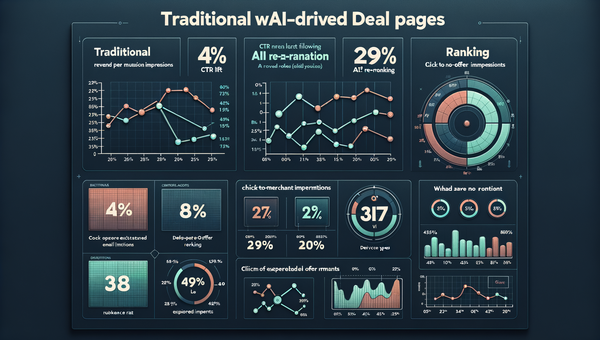 Dashboard visualization highlighting bounce rate and RPM improvements after switching to AI-driven re-ranking.